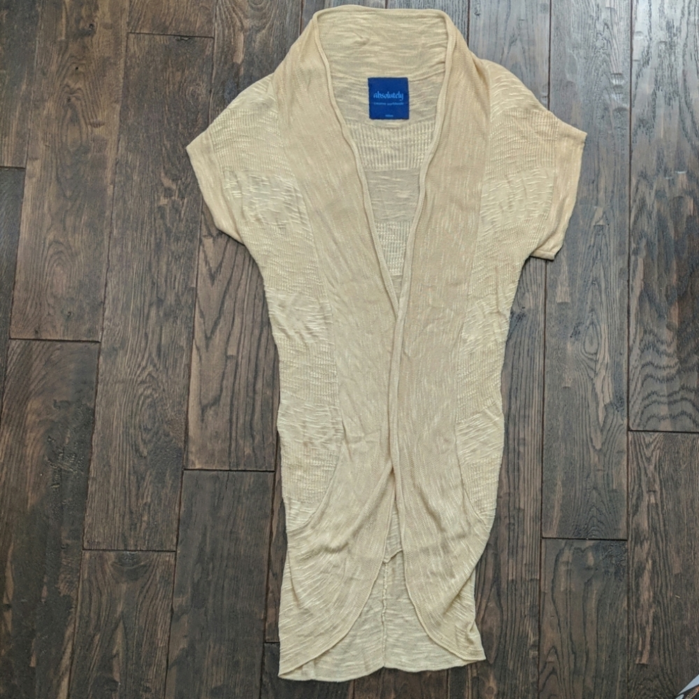 Gold Flowy Long Sweater Wrap Top Size M